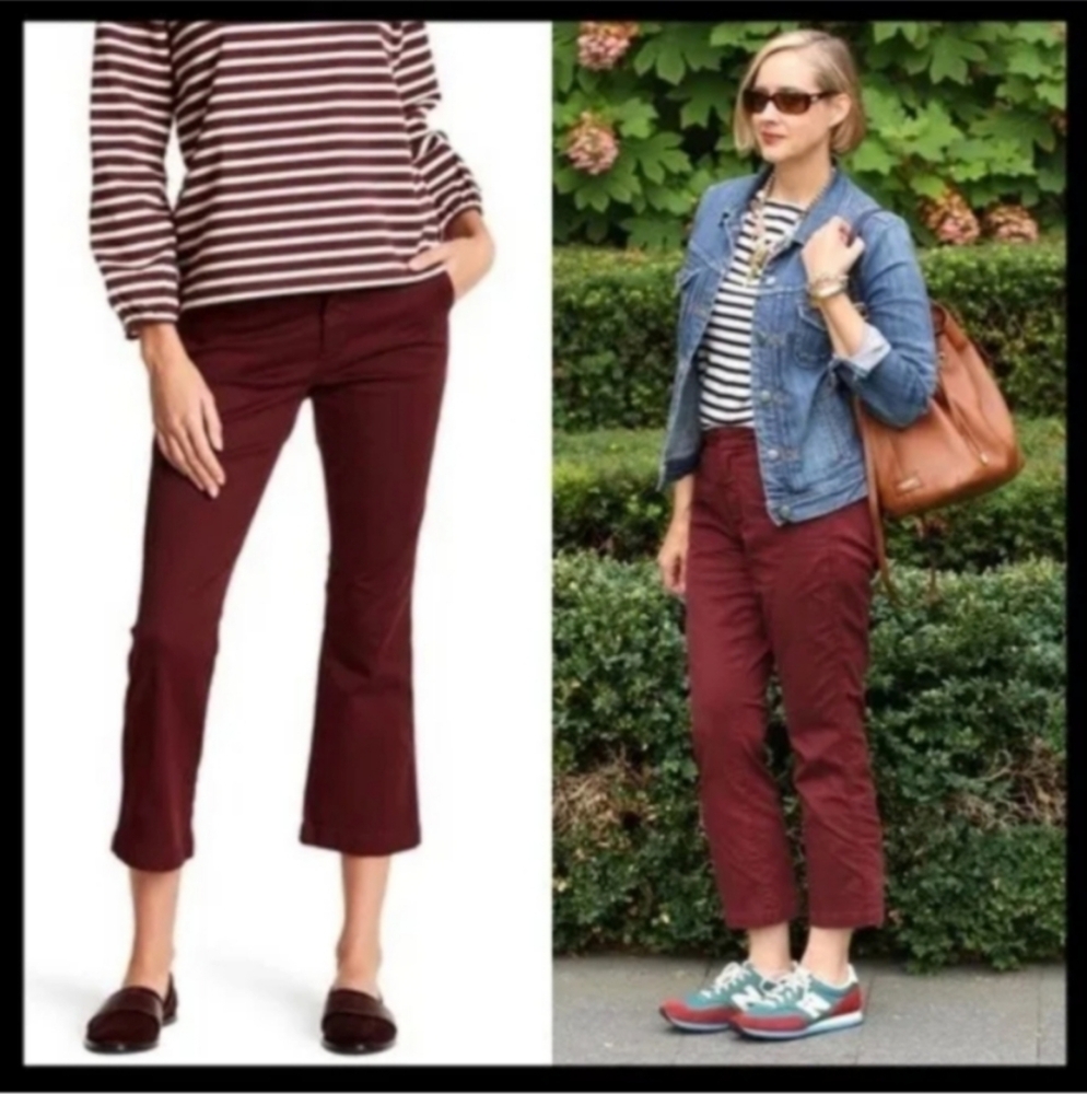 ❤️ J. Crew Sammie Cotton Mid Rise Kick Flare Chino Pants, 28 Tall